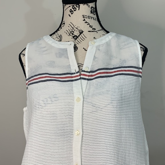 Lucky Brand Stripe Tie Front Blouse Size:S - Picture 2 of 12